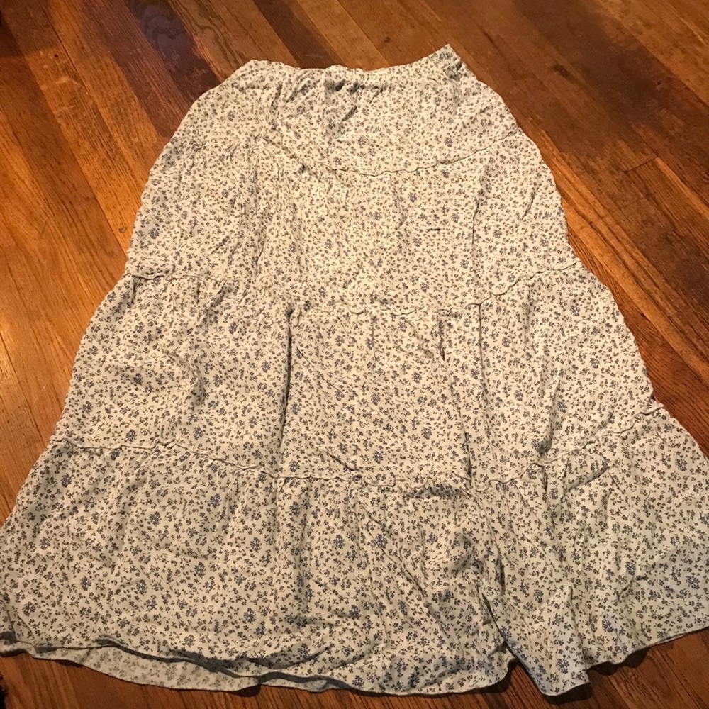 Brandy Melville long skirt white with blue flowers one size